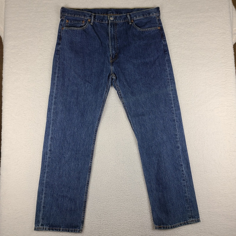 Levi's 505 Jeans Mens 42x32 Blue Regular Fit Straight Leg Medium Wash Denim *
